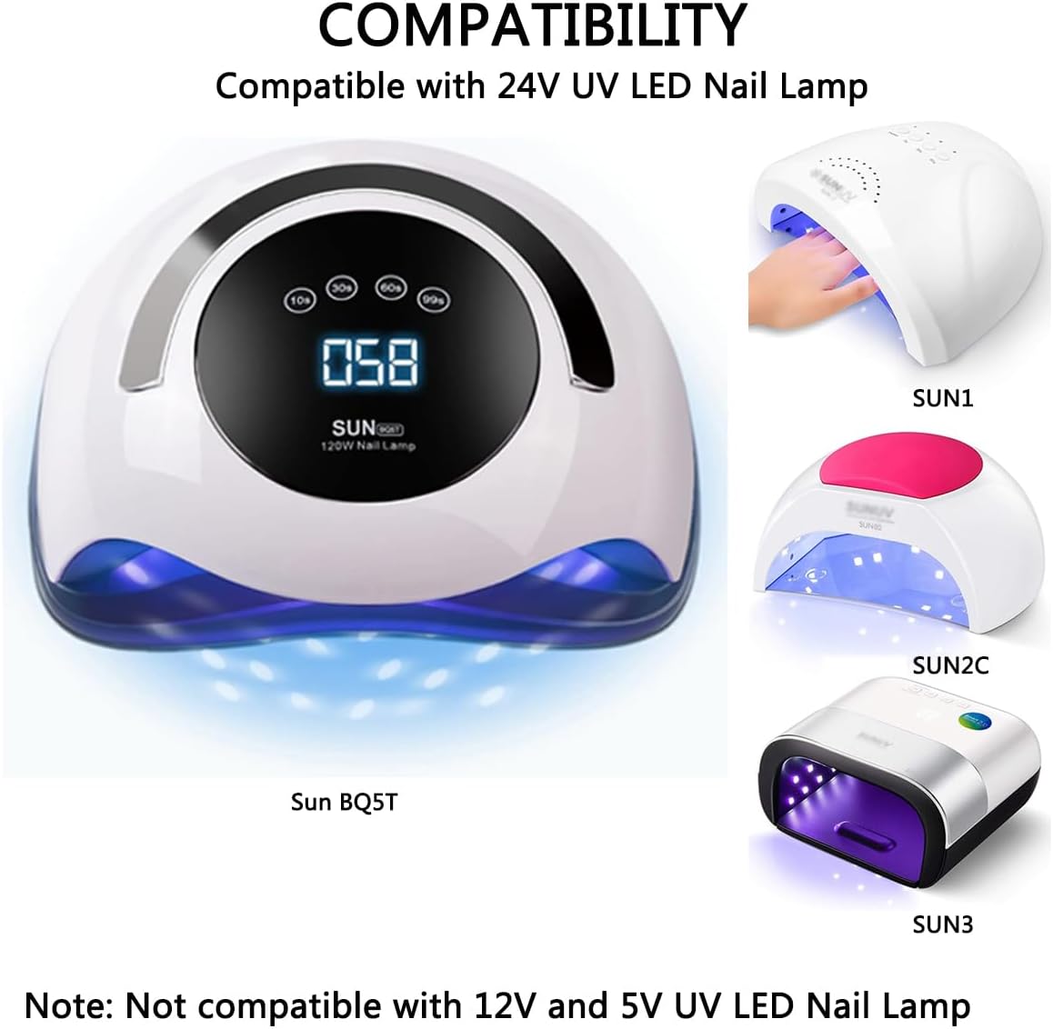 Gzzscortd 24V DC power adapter for UV LED nail lamp with barrel connector - 2