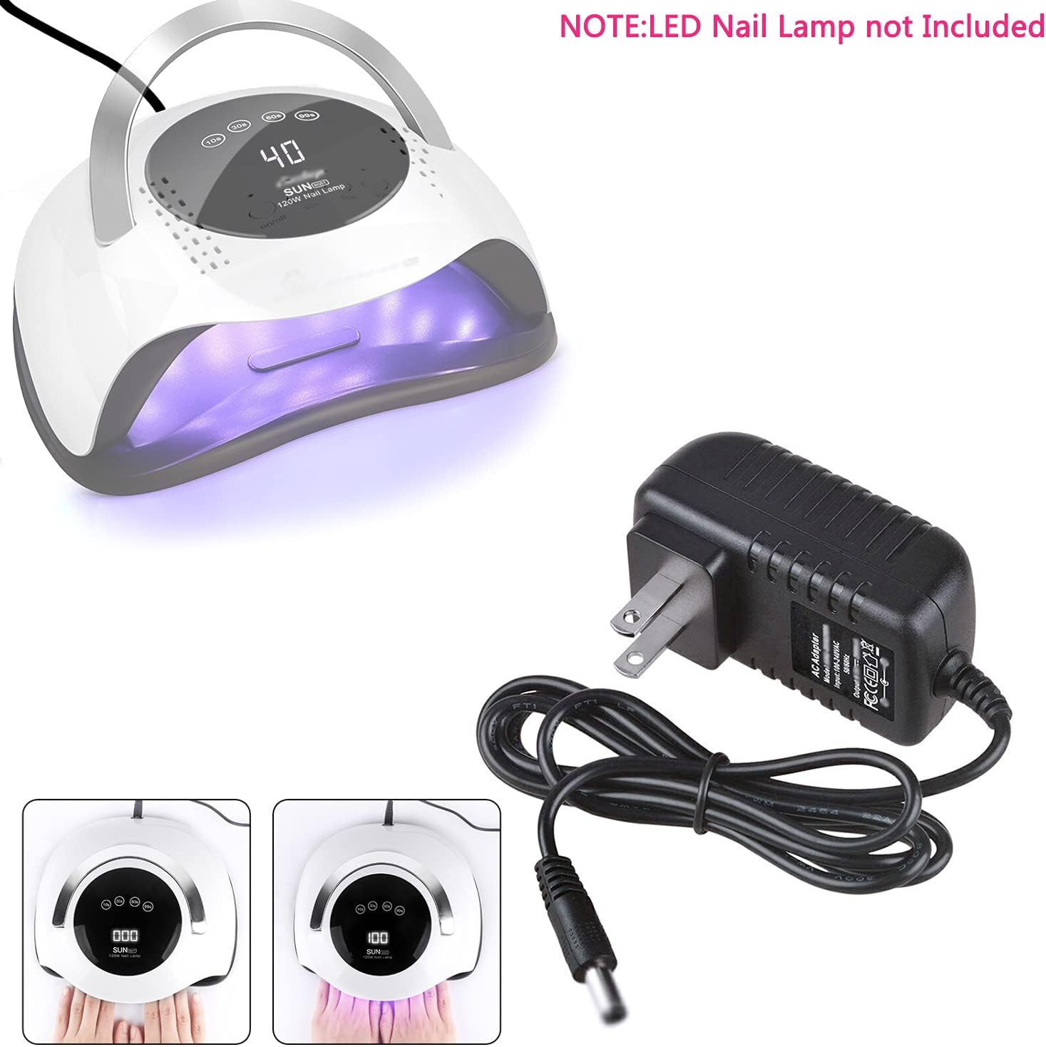 Gzzscortd 24V DC power adapter for UV LED nail lamp with barrel connector - 3