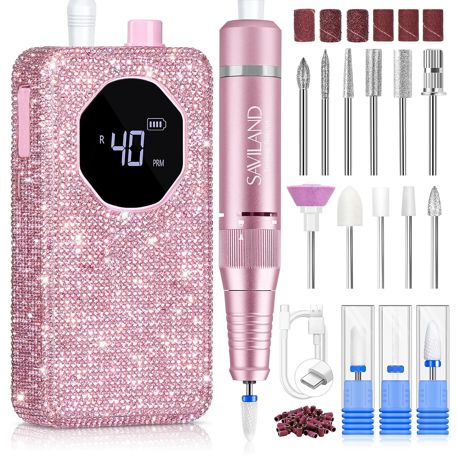 40,000 RPM Cordless Nail Drill — Portable Manicure Kit