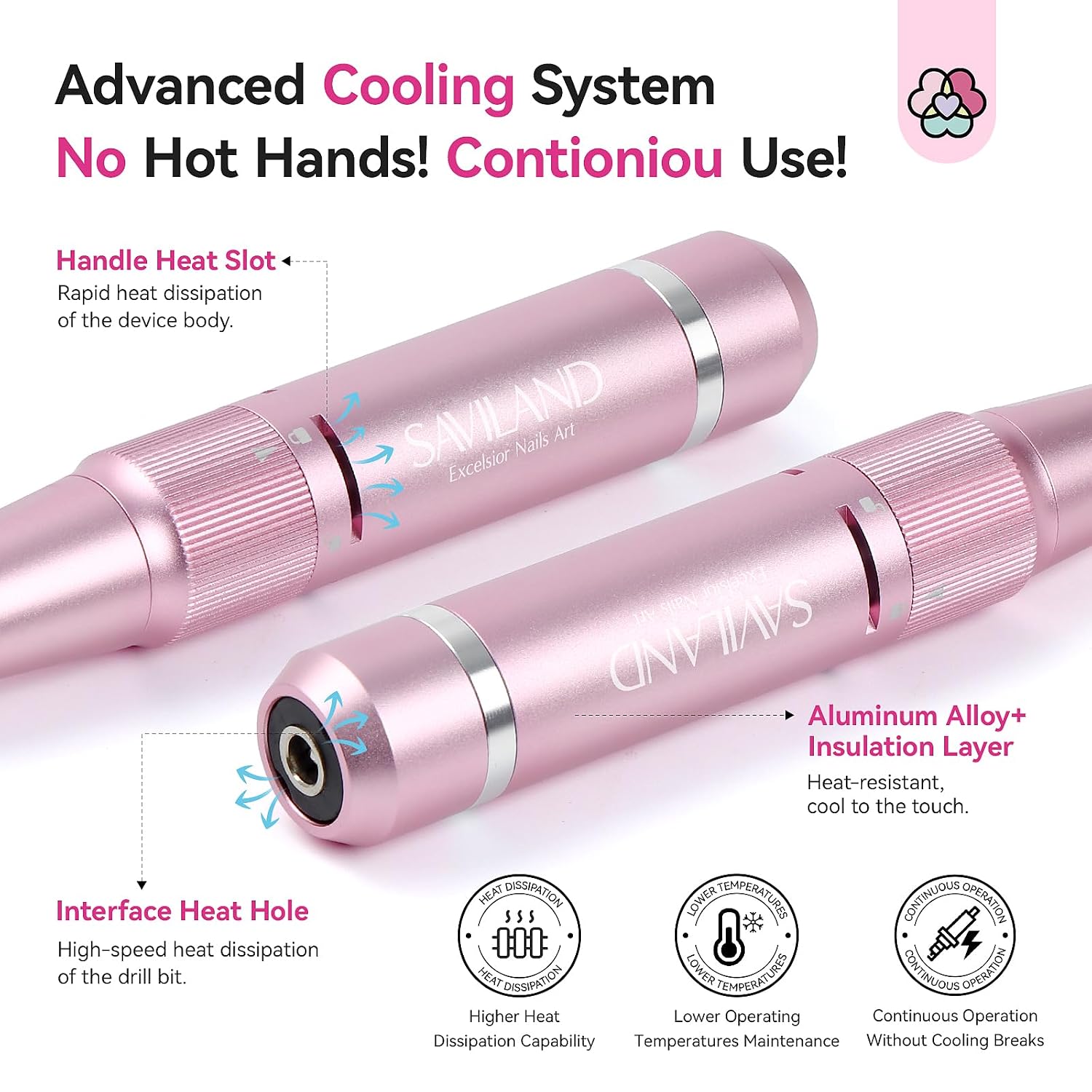 Pink pen-shaped cordless nail drill with assortment of bits and sanding bands - 4