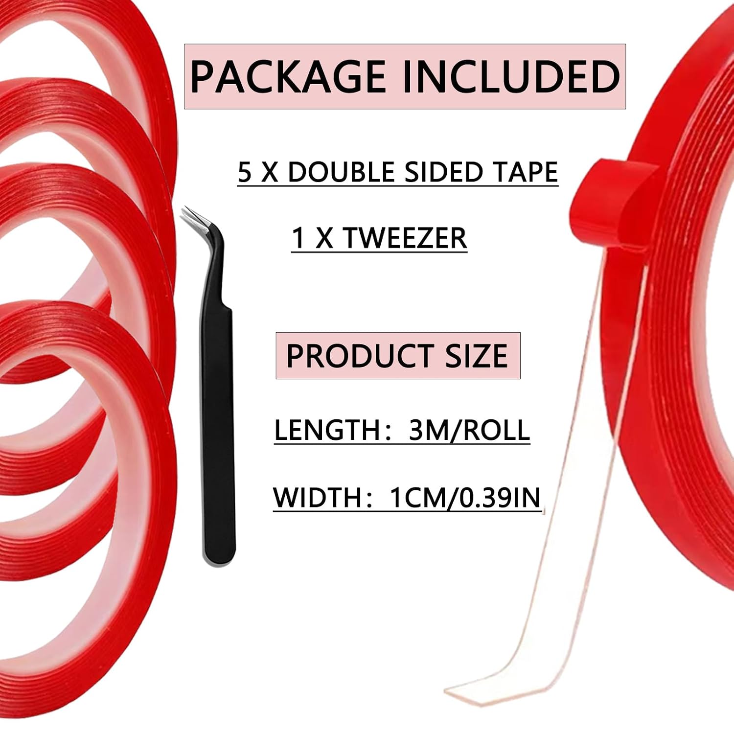 GUXACU double sided nail tape five rolls with tweezer for press-on nail displays - 2
