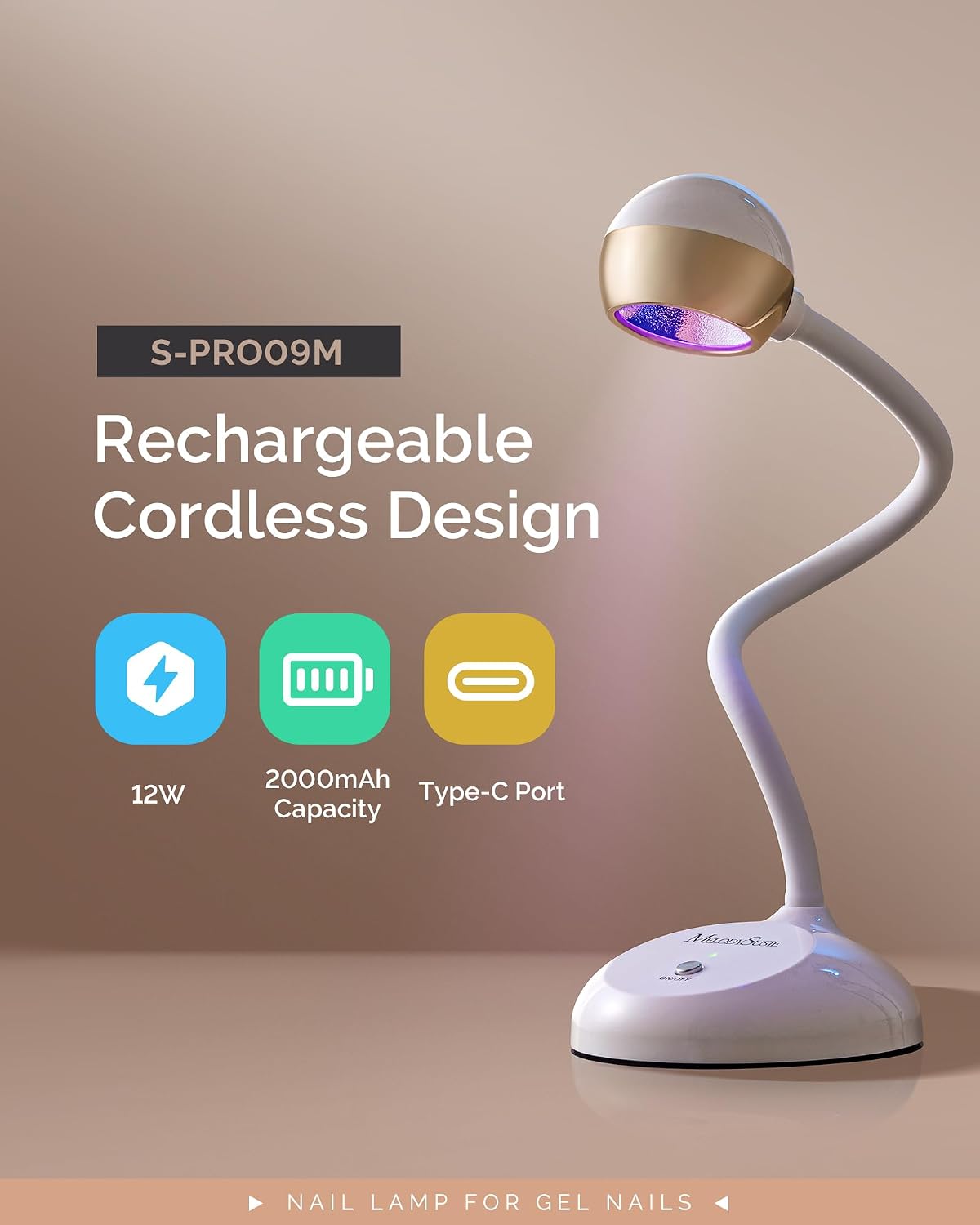 MelodySusie single-finger gooseneck rechargeable UV/LED nail lamp S-Pro09M - 2