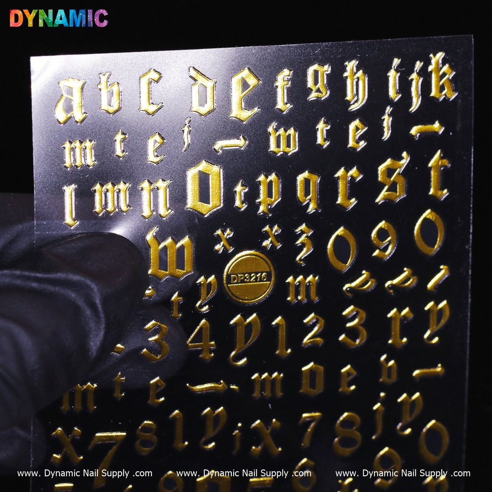 Gold letter and number nail stickers - 2