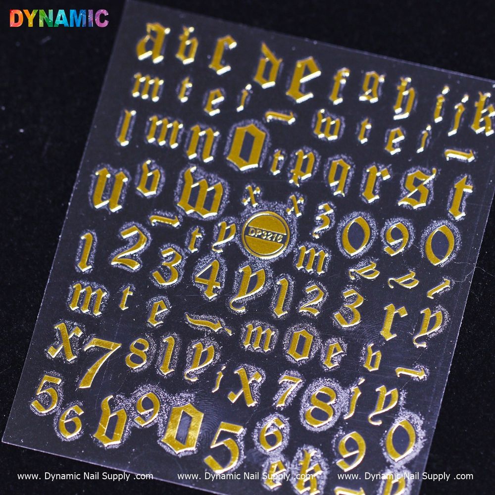 Gold letter and number nail stickers - 3