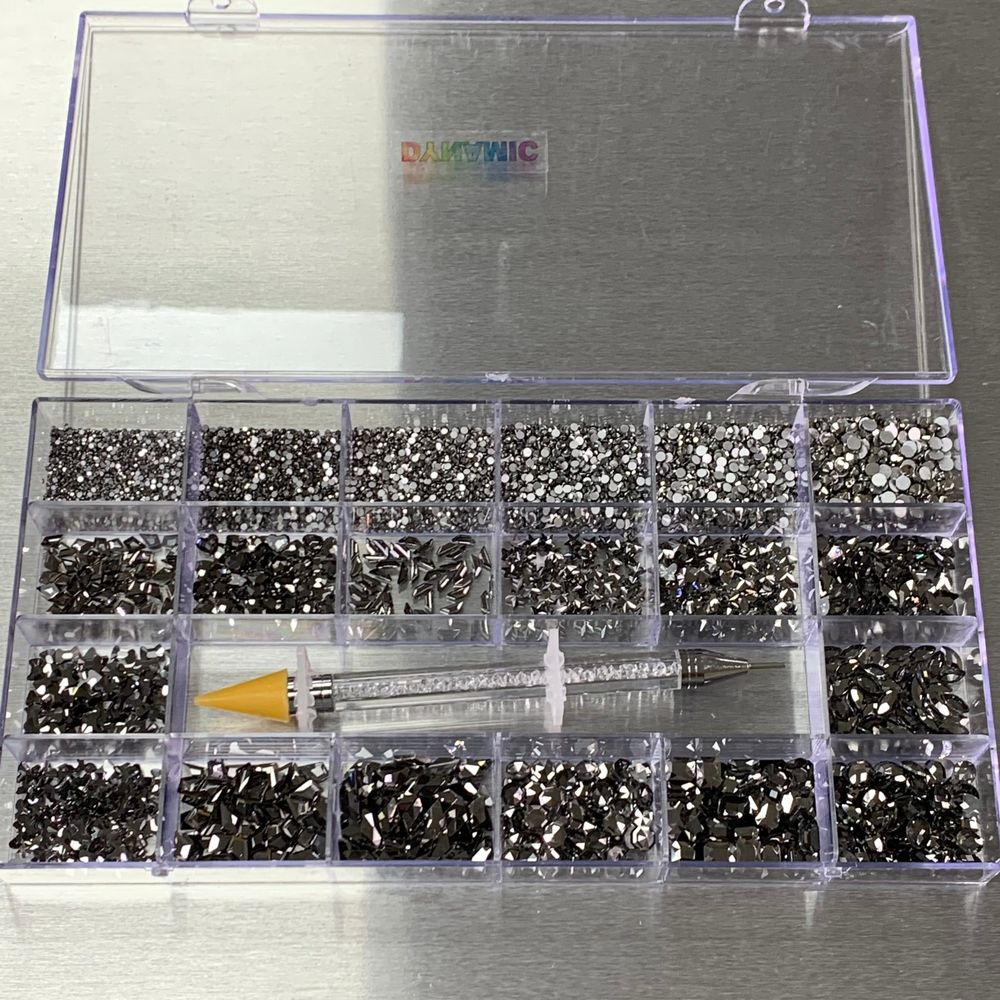 Camouflage Chips: Gun Metal Nail Rhinestones Set