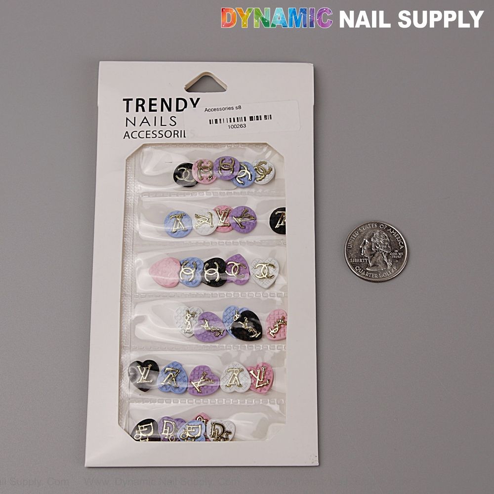 LV heart resin nail charms assorted colors - 2