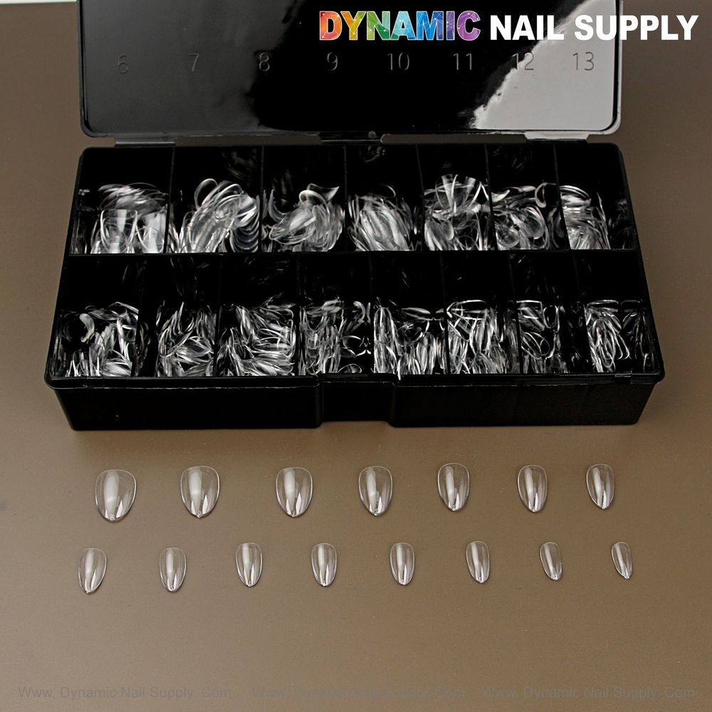 Clear short sculpted almond gel tips - 2