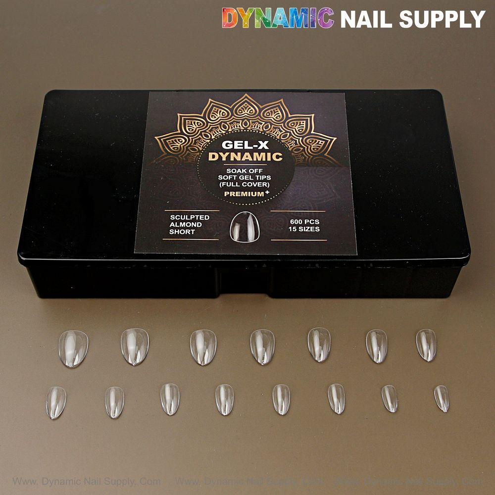 Clear short sculpted almond gel tips - 3